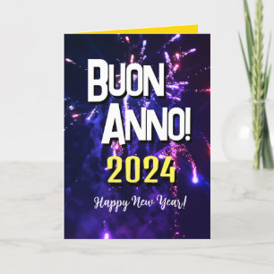 Cartão De Festividades Feliz ano novo italiano   Auguri di Buon Anno 2024