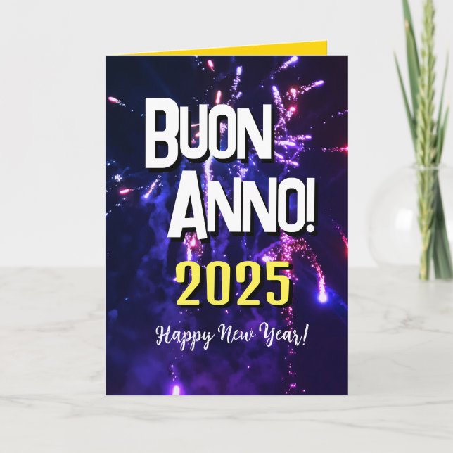 Cartão De Festividades Feliz ano novo italiano | Auguri di Buon Anno 2025 (Frente)