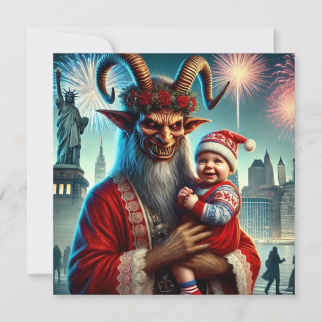 Cartão De Festividades Feliz Ano Novo Krampus (Frente)