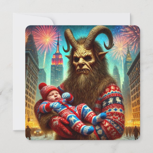 Cartão De Festividades Feliz ano novo Krampus (Frente)