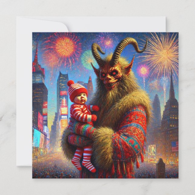 Cartão De Festividades Feliz Ano Novo Krampus (Frente)