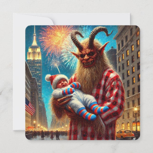 Cartão De Festividades Feliz ano novo Krampus (Frente)