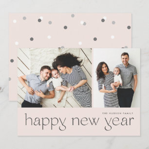 Cartão De Festividades Feliz ano novo Mínimo Moderno - Duas Férias de F