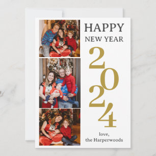 Cartão De Festividades Feliz ano novo Moderno Elegante Simples Três Foto