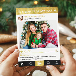 Cartão De Festividades Feliz Ano Novo Moldura de Foto para Instagram em D