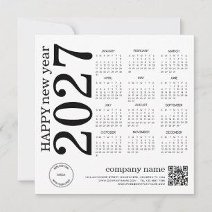 Cartão De Festividades Feliz Ano Novo Negócios 2027 calendário Logo Códig