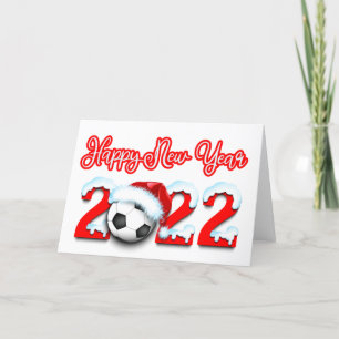Cartão De Festividades Feliz Ano Novo Nevado 2022 Bola de Futebol 