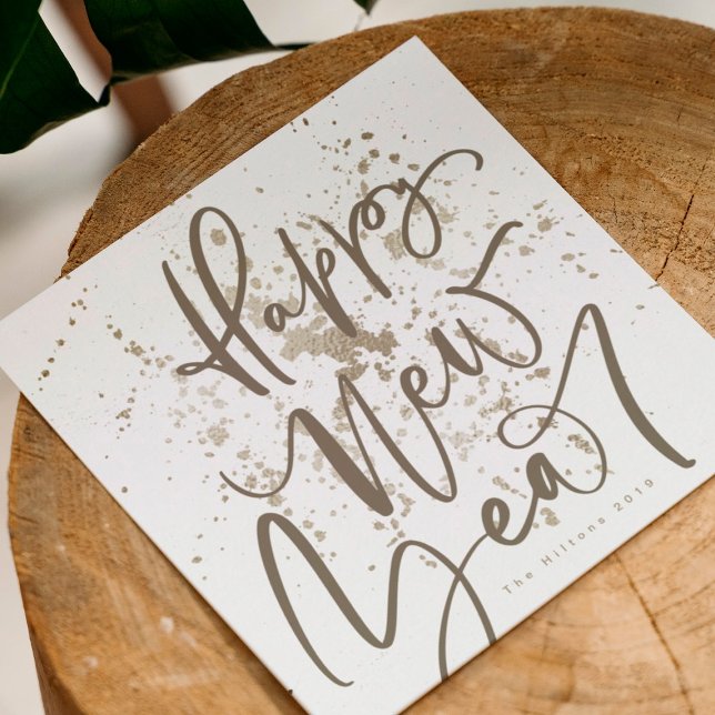 Cartão De Festividades Feliz ano novo no névoa de sephia texto manuscrito (Criador carregado)