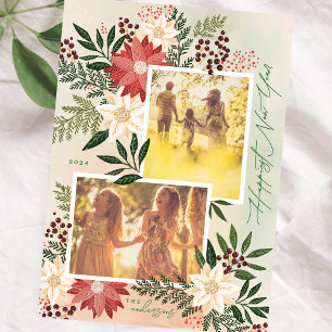 Cartão De Festividades Feliz ano novo Poinsettia Multi-Foto