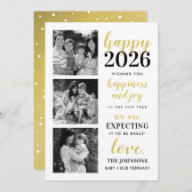 Feliz ano novo Preto e Dourado Esperando em 2024