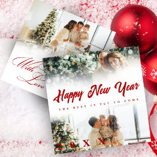 Cartão De Festividades Feliz Ano Novo Script Personalizado 3 Colagem Múlt