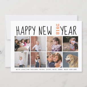 Cartão De Festividades feliz ano novo tipografia oito colagem fotográfic