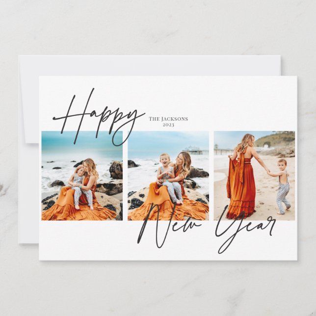 Cartão De Festividades Feliz ano novo três foto (Frente)