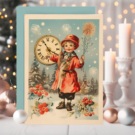 Cartão De Festividades Feliz Ano Novo Vintage Retro Personalizado