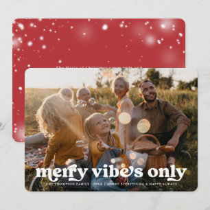 Cartão De Festividades Feliz Apenas Vibes Feriado de Foto de Natal Retr