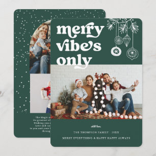 Cartão De Festividades Feliz Apenas Vibes Feriado de Foto de Natal Retr