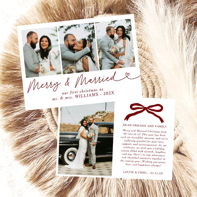 Cartão De Festividades Feliz arco e Natal recém-casado (Criador carregado)