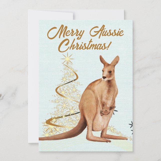 Cartão De Festividades Feliz Aussie Christmas Kangaroo (Frente)
