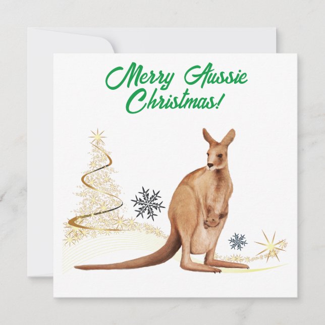 Cartão De Festividades Feliz Aussie Christmas Kangaroo (Frente)