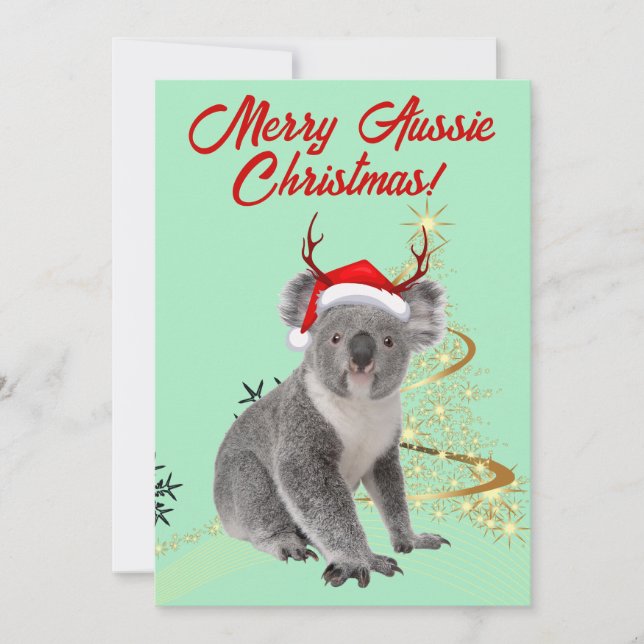 Cartão De Festividades Feliz Aussie Christmas Koala (Frente)