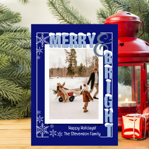 Cartão De Festividades Feliz Azul Moderna e Marinho Brilhante