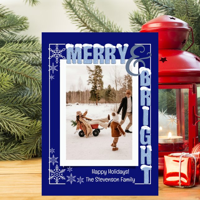 Cartão De Festividades Feliz Azul Moderna e Marinho Brilhante (Criador carregado)