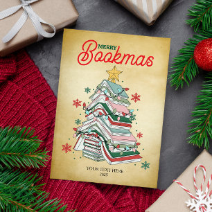 Cartão De Festividades Feliz Bookmas Natal Presente para Amantes de Livro