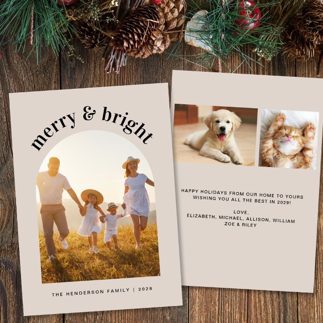 Cartão De Festividades Feliz Bright Family Arch Foto de Natal (Share the love and warmth of the season with your personalized photo Christmas card)