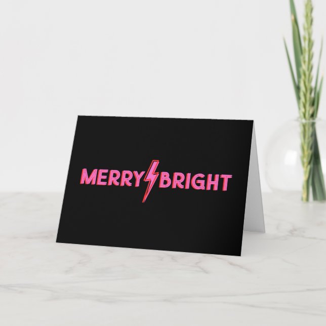 Cartão De Festividades Feliz ⚡ Bright Pink Lightning Bolt Natal (Frente)
