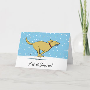 Cartão De Festividades Feliz Cachorro Amarelo Deixar nevar Natal bonito