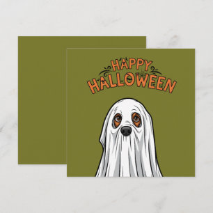 Cartão De Festividades Feliz Cachorro Fantasma das Halloween