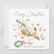 Feliz Cachorro Feliz e Adorável Luzes de Natal