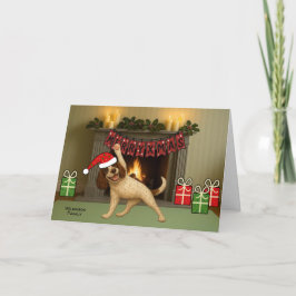 Cartão De Festividades Feliz cão de Natal yoga 