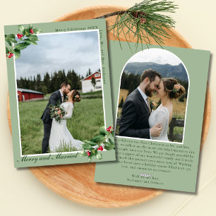 Cartão De Festividades Feliz & Casada Sage Mistletoe 2 Foto Natal