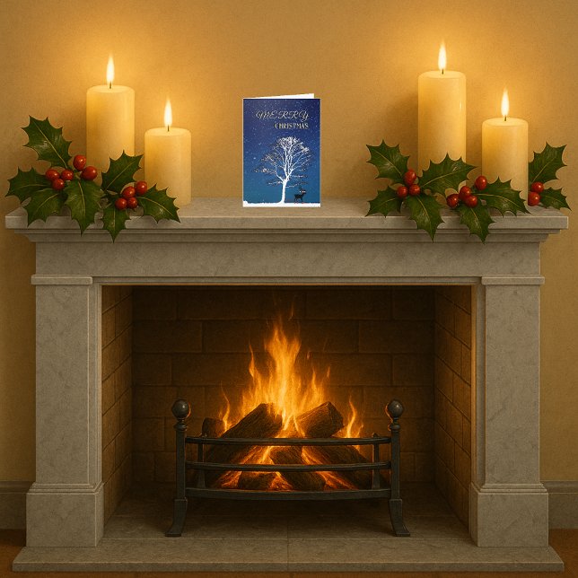 Cartão De Festividades Feliz Céu Noturno de Natal (Criador carregado)