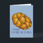 Cartão De Festividades Feliz Challah Days Hanukkah Chanukah Holiday<br><div class="desc">Apresenta uma ilustração original de um pão de chalá trançado, com HAPPY CHALLAH DAYS em uma fonte divertida. Excelente para Hanukkah! Esta ilustração também está disponível em outros produtos. Não vê o que está procurando? Precisa de ajuda para a personalização? Entre em contato com Rebecca para ter algo projetado só...</div>