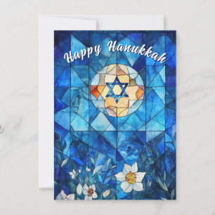 Cartão De Festividades 🕎 Feliz Chanucá, vidro manchado personalizável