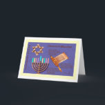 Cartão De Festividades Feliz Chanukah - Abençoações Chanukah<br><div class="desc">Chanukah rezava,  rolava,  menorah,  velas,  Estrela de David saudando o texto "Happy Chanukah"</div>