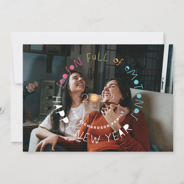 Cartão De Festividades Feliz Cheio das Emoções em Férias Emoji Foto (Frente)