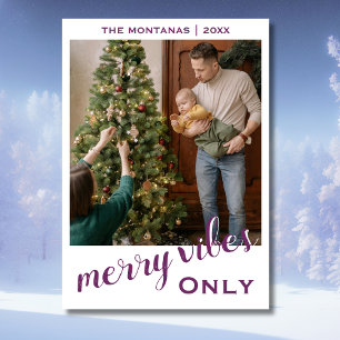 Cartão De Festividades Feliz Chic Vibes Apenas Foto Familiar Vinho de Mor