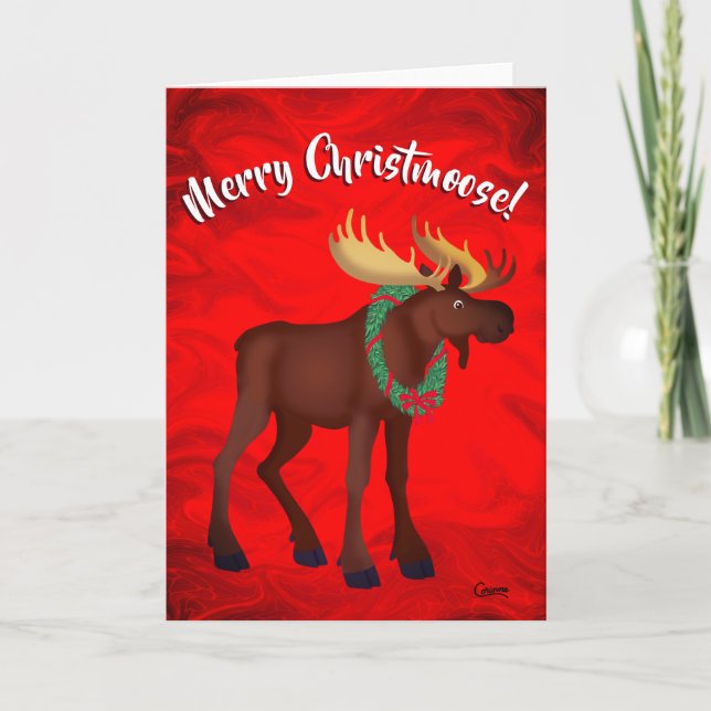 Cartão De Festividades Feliz Christmoose - Placa de 7" x 5" (Frente)