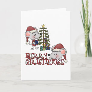 Cartão De Festividades Feliz Christmouse com árvore