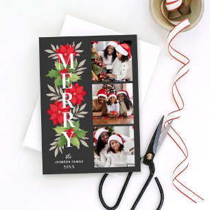 Cartão De Festividades Feliz Cinza Natal Floral 3 Foto