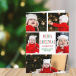 Cartão De Festividades Feliz Colagem de Fotos de Natal com Carta Anual<br><div class="desc">Este doce e moderno cartão de Natal Merry apresenta um layout clássico de 5 fotos da família em um fundo branco com bonito tipografia vermelha e verde. Este belo cartão fotográfico para crianças apresenta a colagem fotográfica do seu próprio filho em volta da sua mensagem festiva e do seu nome...</div>