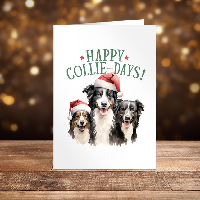 Cartão De Festividades Feliz Collie-Days Collies Coca-Colas Engraçado Nat (Criador carregado)