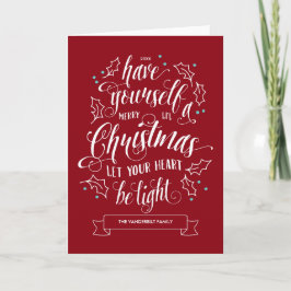 Cartão De Festividades Feliz com letra de mão Li'l Saudação de Natal dobr