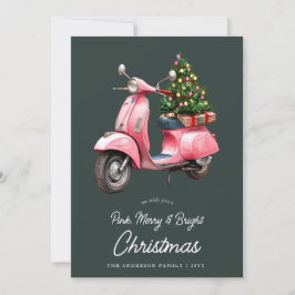 Cartão De Festividades Feliz cor-de-rosa vintage italiano vespa