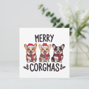 Cartão De Festividades Feliz Corgmas Chapéu do Papai Noel Natal Corgi Mãe