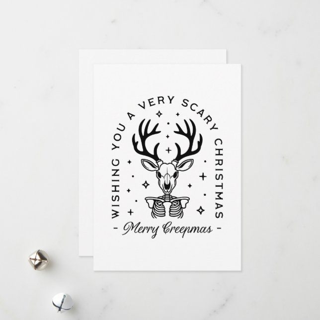 Cartão De Festividades Feliz crepmas assustadora estética de animais flor (Frente/Verso In Situ)