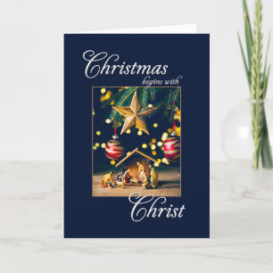 Cartão De Festividades Feliz Cristo da Cena de Natal